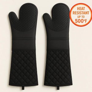 1 Extra Long Oven Mitts ?C Heat Resistant up to 500??F for Baking