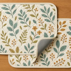 12 Quilted Fabric Placemats with PU Backing ?C Absorbent & Stylish