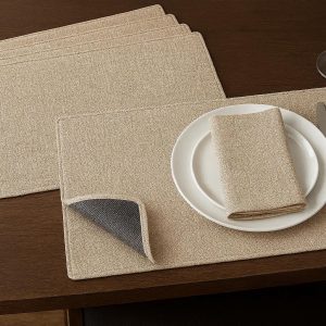 13 Non-Slip Rubber Backed Placemats ?C Grip Linen Look for Formal Dining