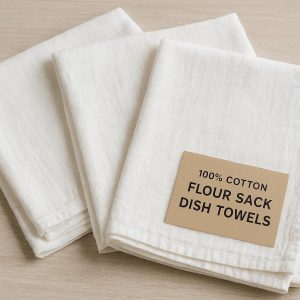 100% Cotton Flour Sack Dish Towels - Classic Breathable & Fast Drying