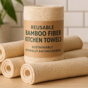 Reusable Bamboo Fiber Kitchen Towels - Sustainable & Naturally Antimicrobial
