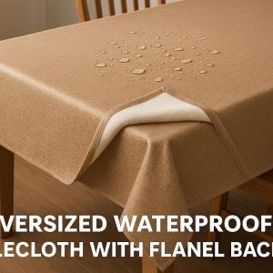 Oversized Waterproof Tablecloth with Flannel Backing - Extra Cozy & Secure