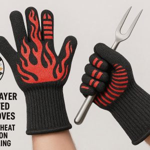 Multi-Layer Insulated BBQ Gloves - Extreme Heat Protection for Grilling